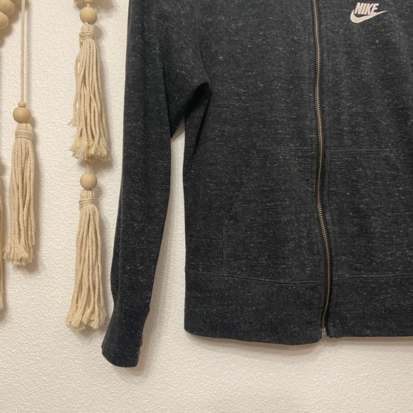 nike girls vintage zip gym hoodie charcoal grey large - Picture 7 of 10